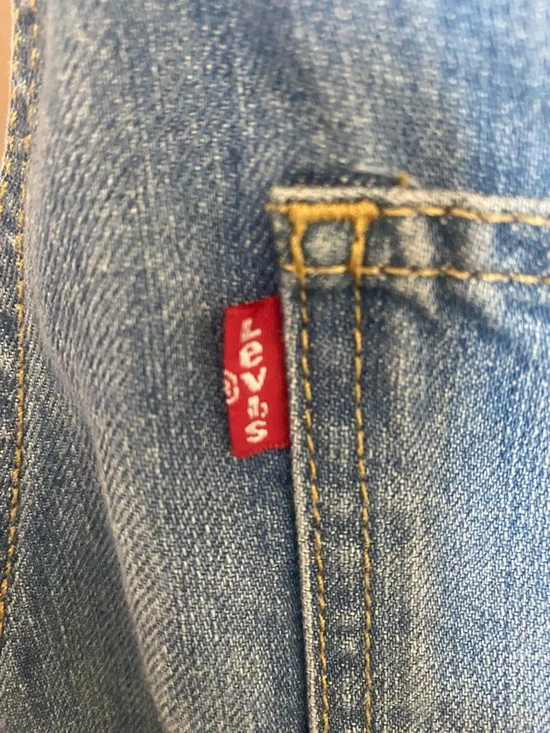 Levi's Light Blue Denim Overalls with Gold Stitching - Picture 3 of 6